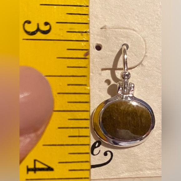 NWT • Tigers Eye drop style pierced earrings, Sterling Silver - Picture 3 of 5